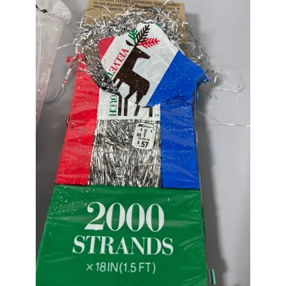 Vintage 80s Strands Tinsel Garland‎ Silver Christmas Tree Decor